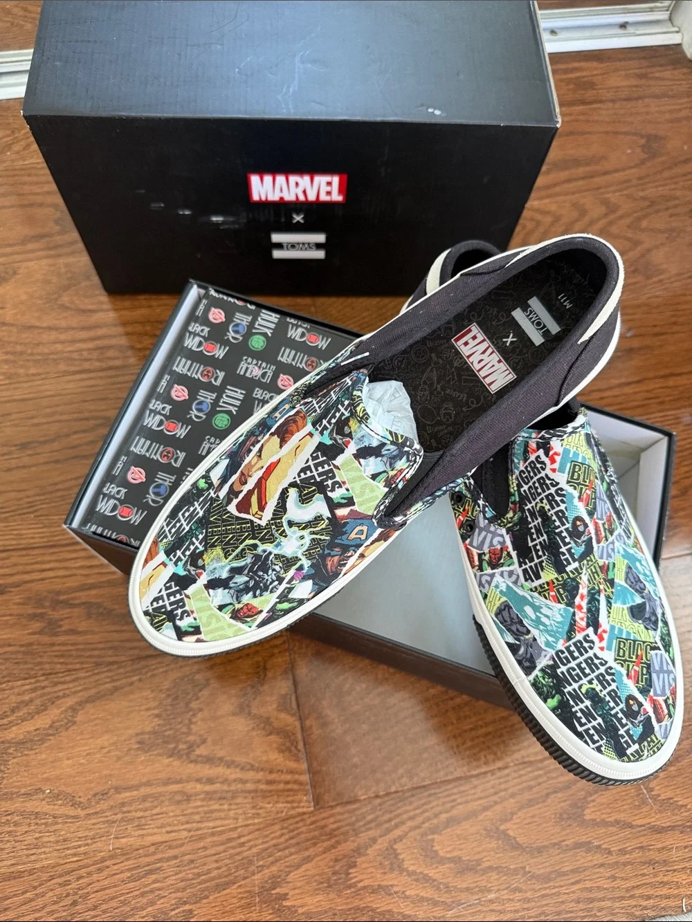 Toms x Marvel Multicolor Baja Comic Print Slip-On Sneakers